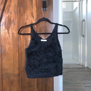 Black fuzzy tank top